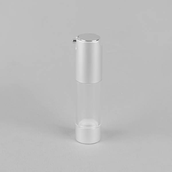 clear airless silver pump bottle
